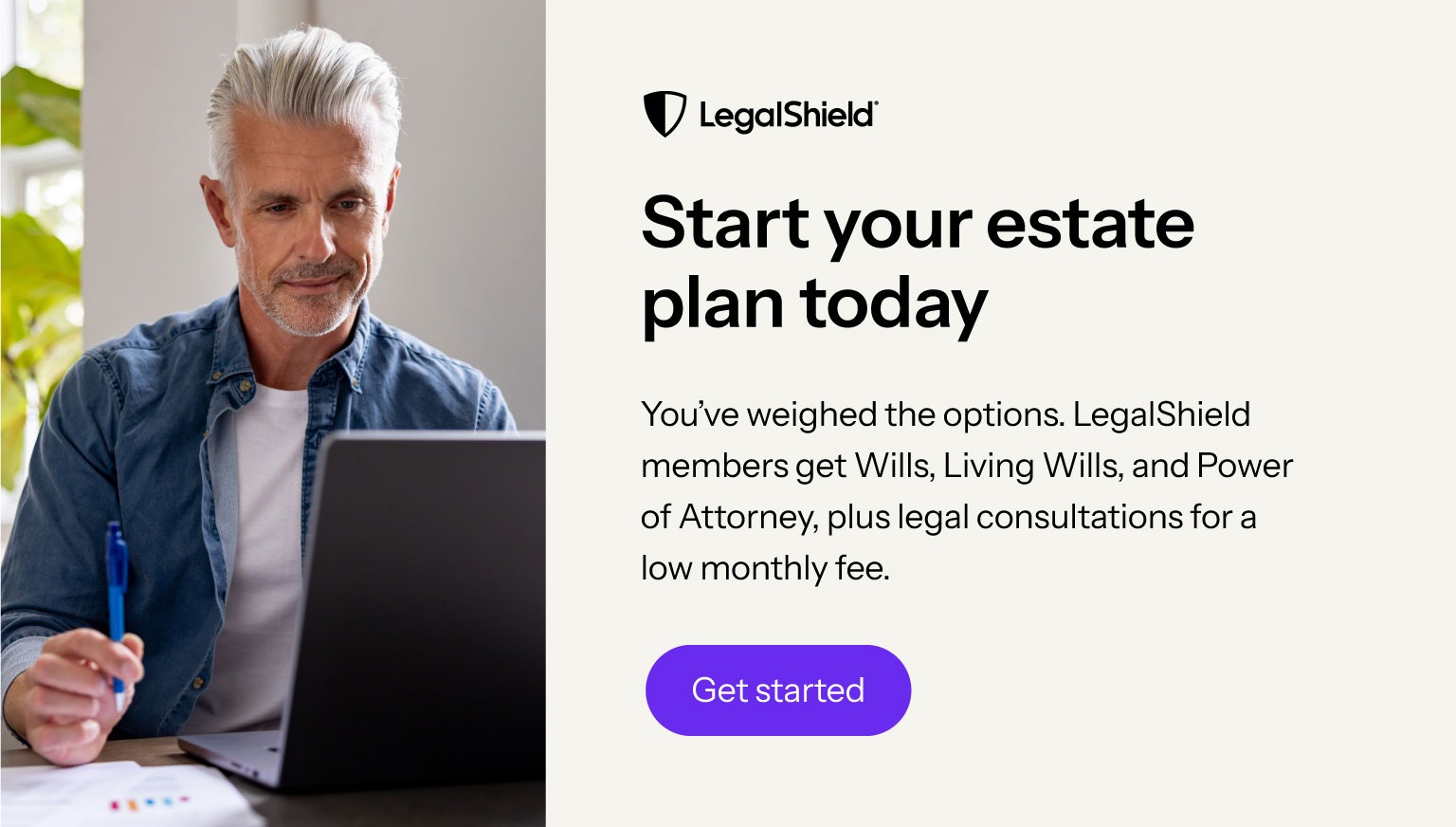 A man on a laptop reviewing his estate planning documents.