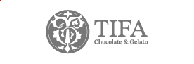TIFA Chocolate & Gelato logo with a decorative circular emblem.