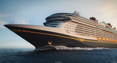 Photo of the Disney cruise ship Treasure in open water.