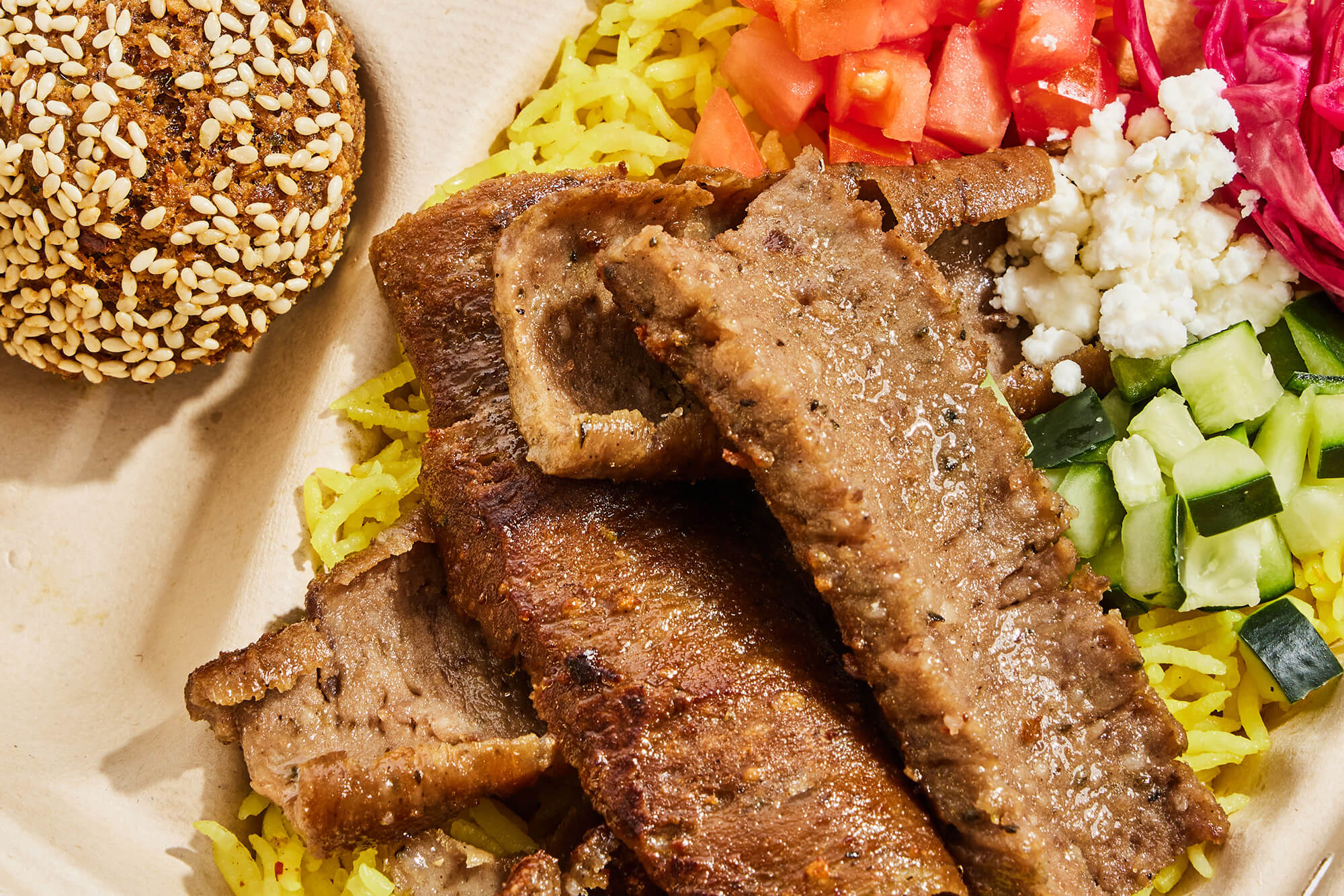 Close up of gyro platter.