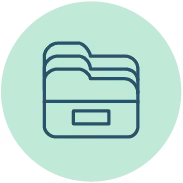 A green circle with a folder icon in it.