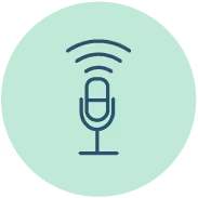 A green circle with a microphone.