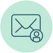 A green circle with a picture of an email.