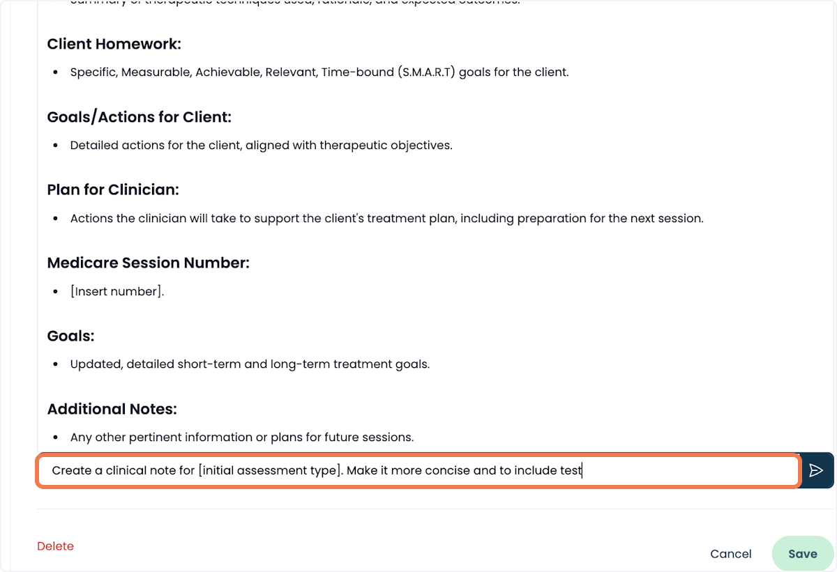 Continue to refine the prompt as needed. For example: Make it more concise and to include specific tests.