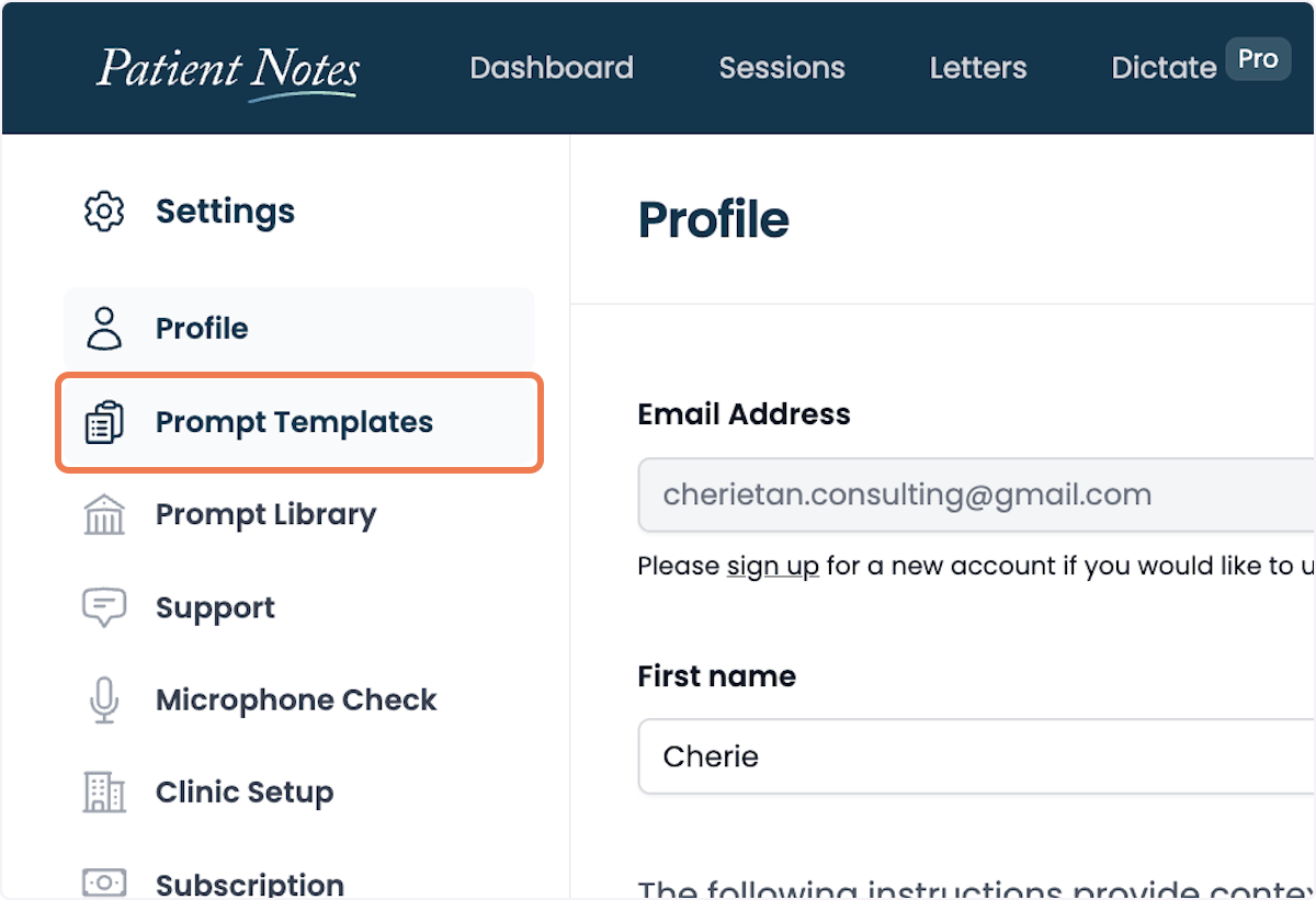 Click on Prompt Templates.