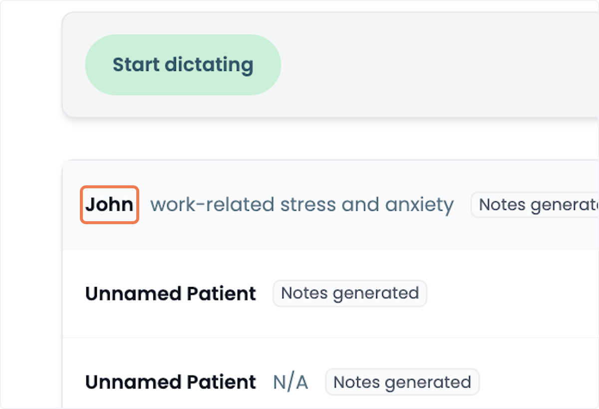 Click on the patient session.