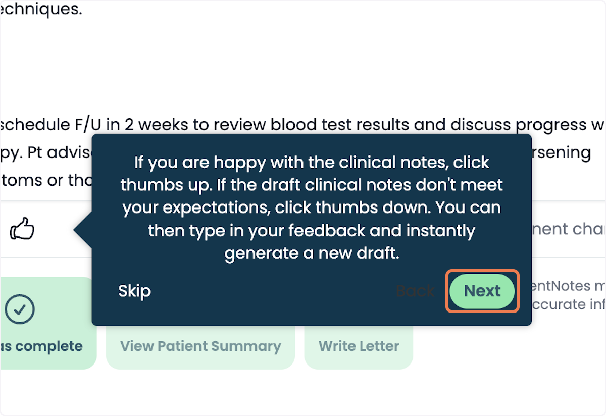 Click on the Next button after reading the instructions in the guided demo.