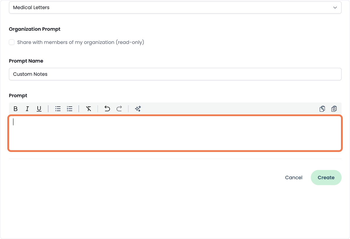 Paste the Content from Practice Management System into New Prompt