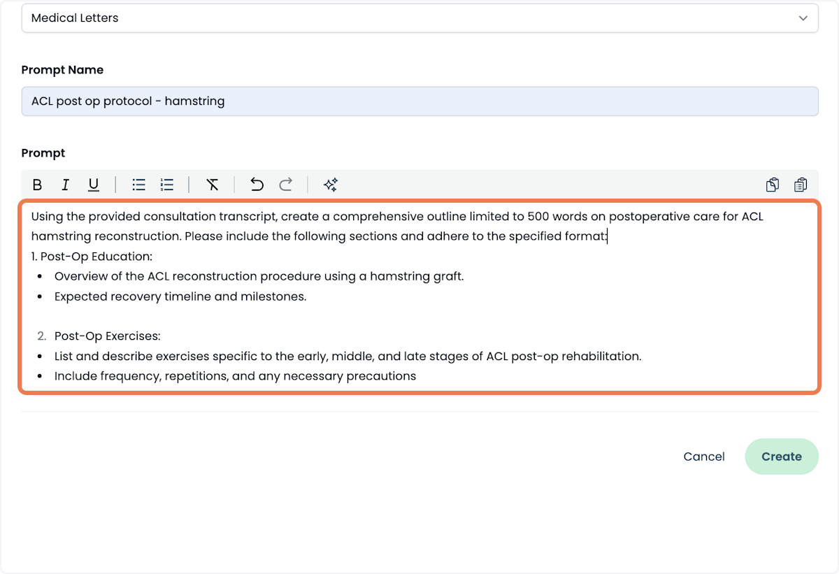 Here, you can customise your new prompt.