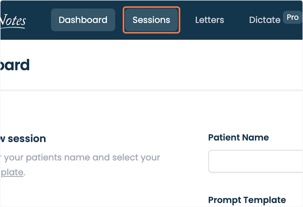Click on Sessions.