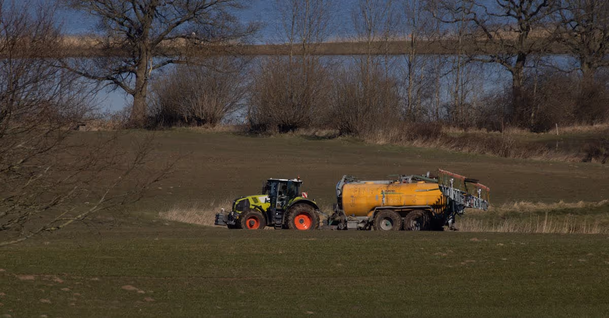 trucks in field