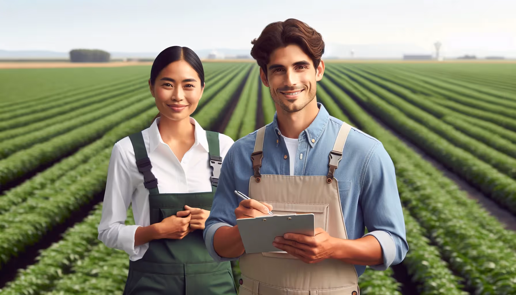 man and woman in field