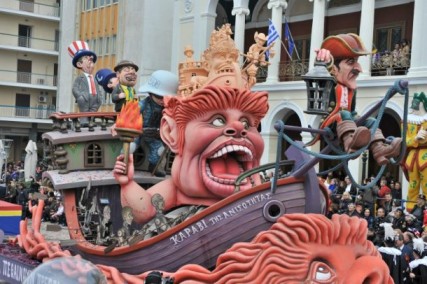 Greek carnival street celebration during Apokries season in Greece