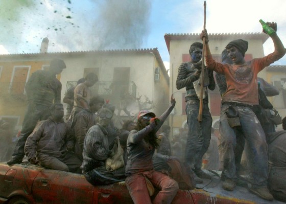 Apokries celebration in a Greek village square