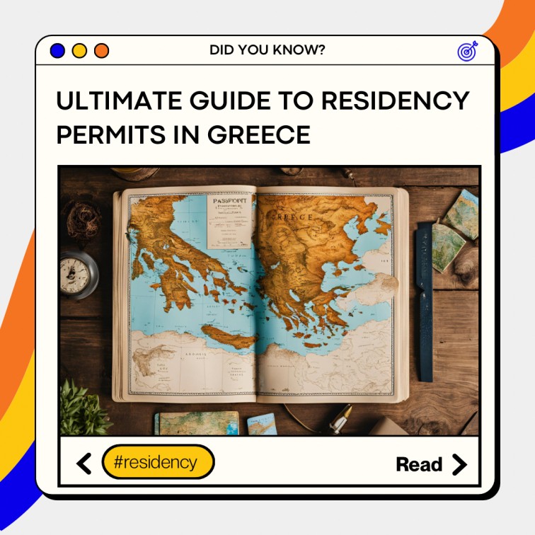 Map of Greece highlighting major cities and regions, including Athens, Thessaloniki, and Crete, to provide geographical context for residency permit information.