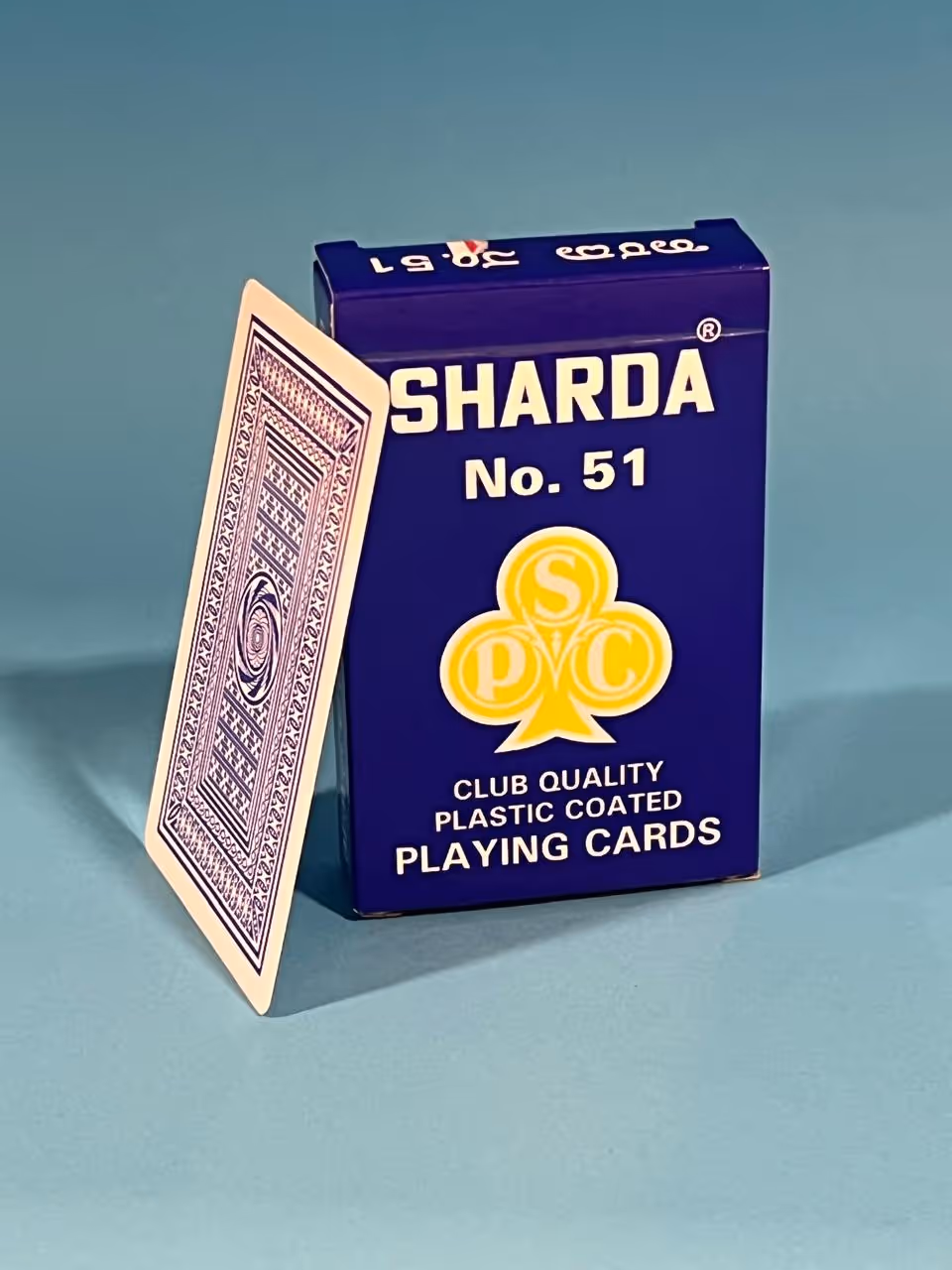 Shot of premium Sharda 51 paper  playing cards deck with back design.