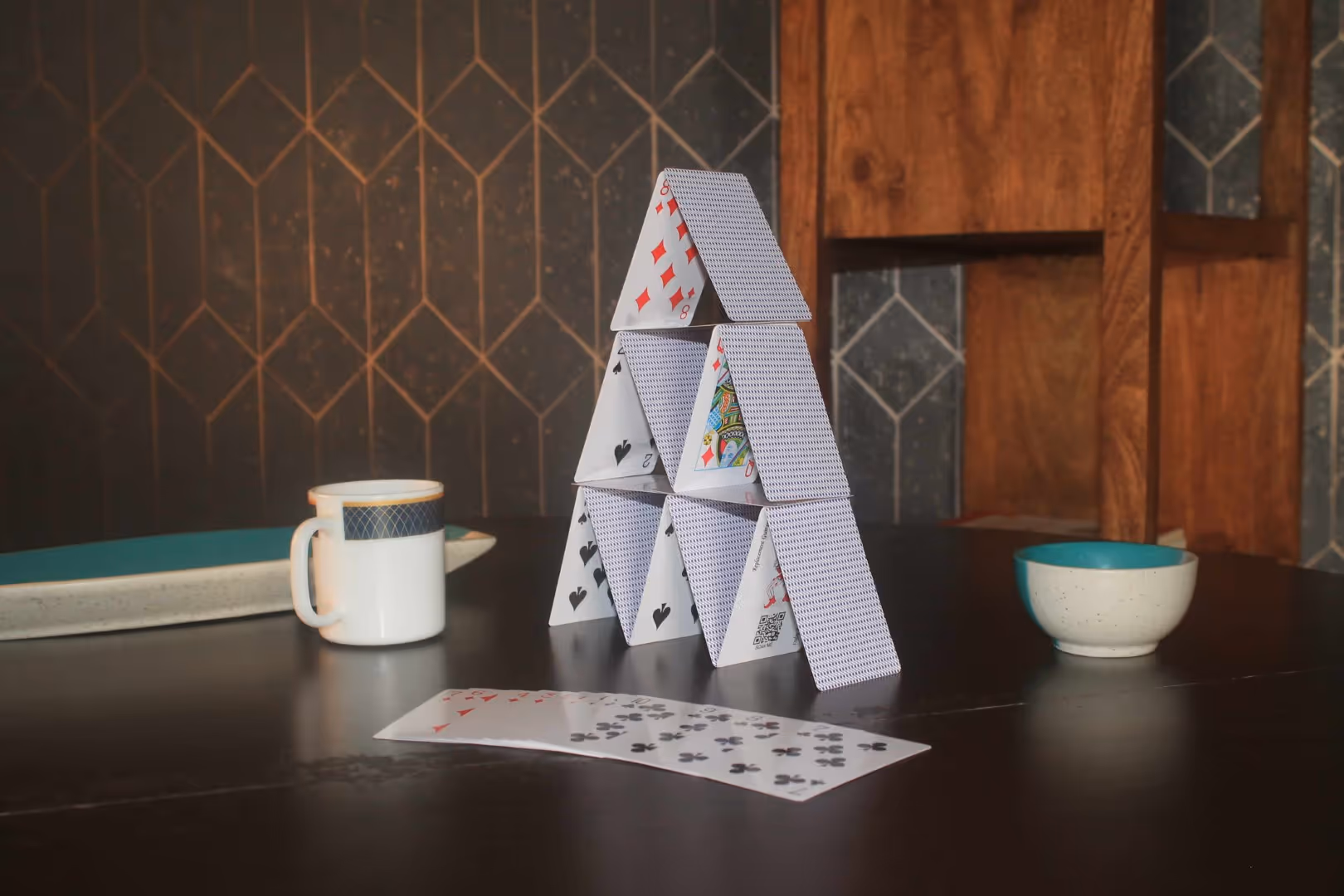 Playing card pyramid shot of The Great Mogul Playing Cards