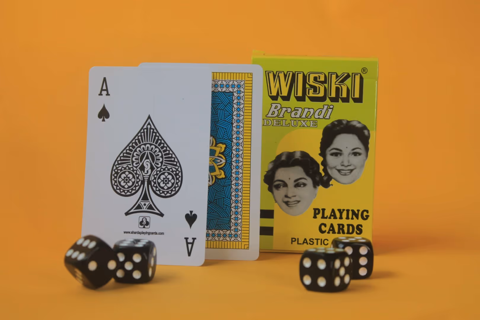 Close up shot of the nostalgic Wiski Brandi playing cards.