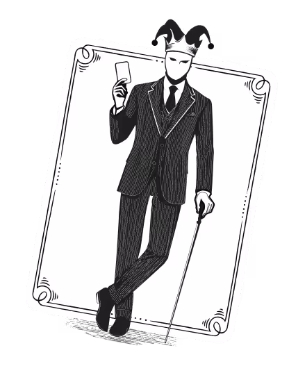 The Elegant Joker of The Club Cards behind a playing card. 