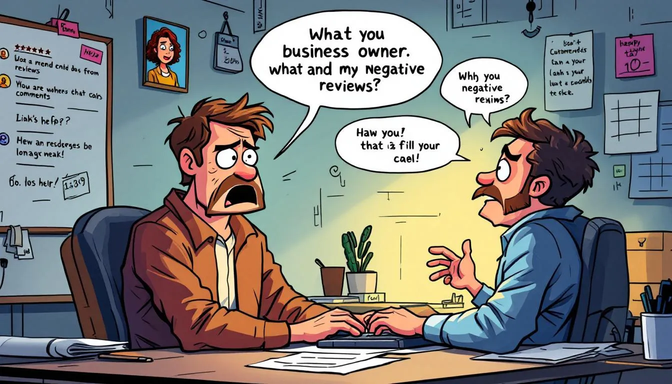A person making common mistakes while responding to negative reviews.