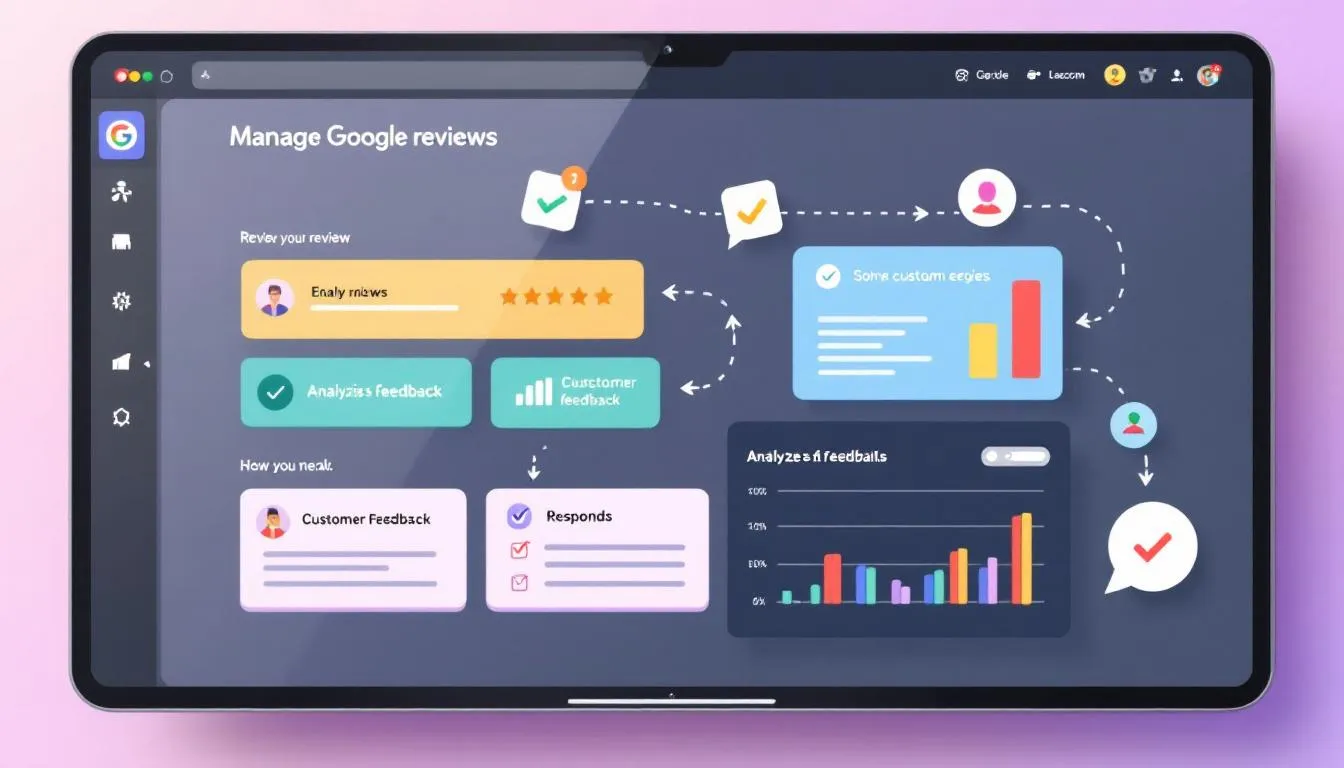 A digital dashboard displaying tools to manage google reviews effectively.