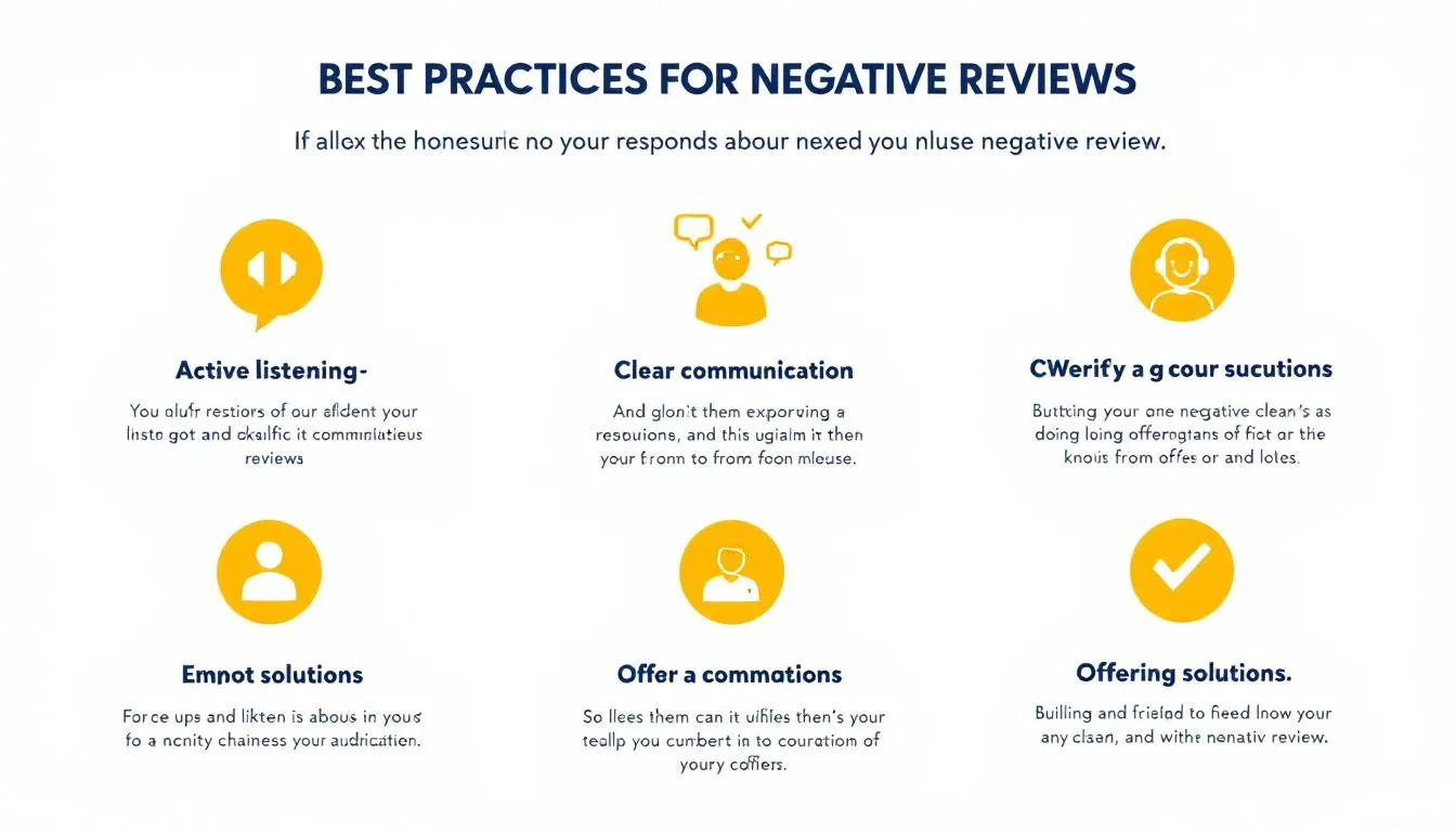 A visual guide showcasing best practices for crafting responses to negative reviews.