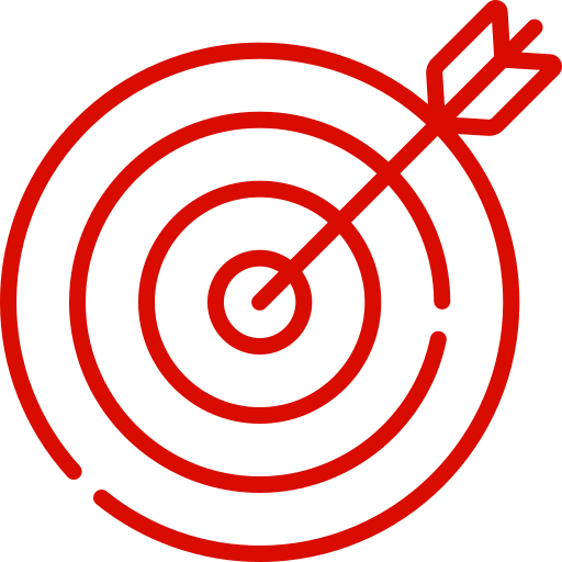 Red bullseye target with an arrow hitting the center.