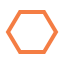 Orange hexagon icon with thick lines on white background.