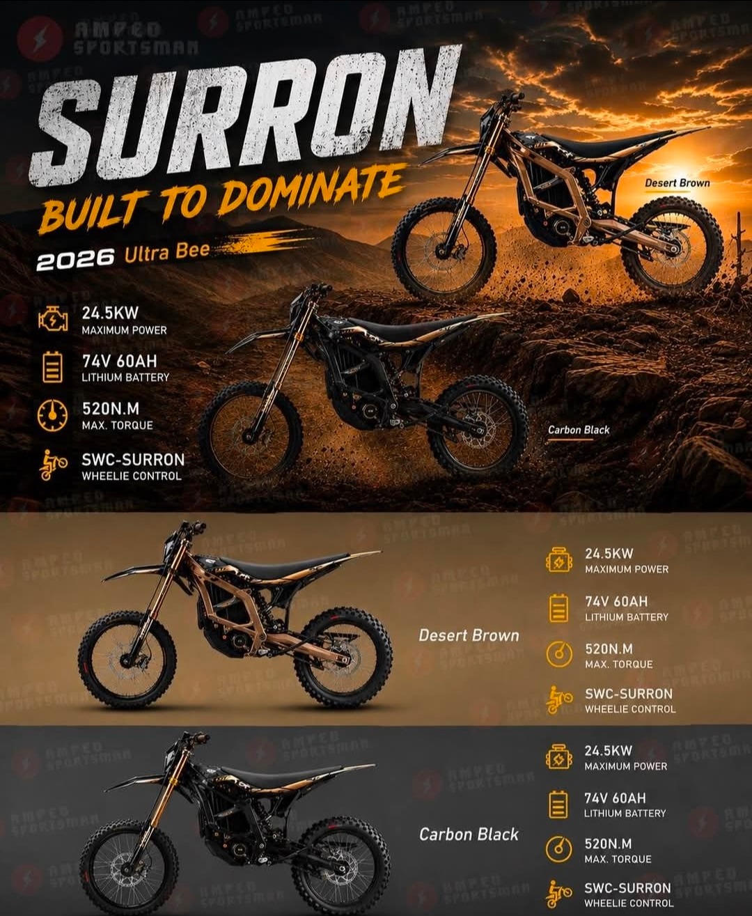The all-new Ultra Bee 26 is built for riders who demand exceptional performance, advanced engineering, and serious off-road capability. Combining powerful electric performance with rugged durability, the Ultra Bee 26 is designed to dominate challenging terrain while delivering a smooth and controlled riding experience.