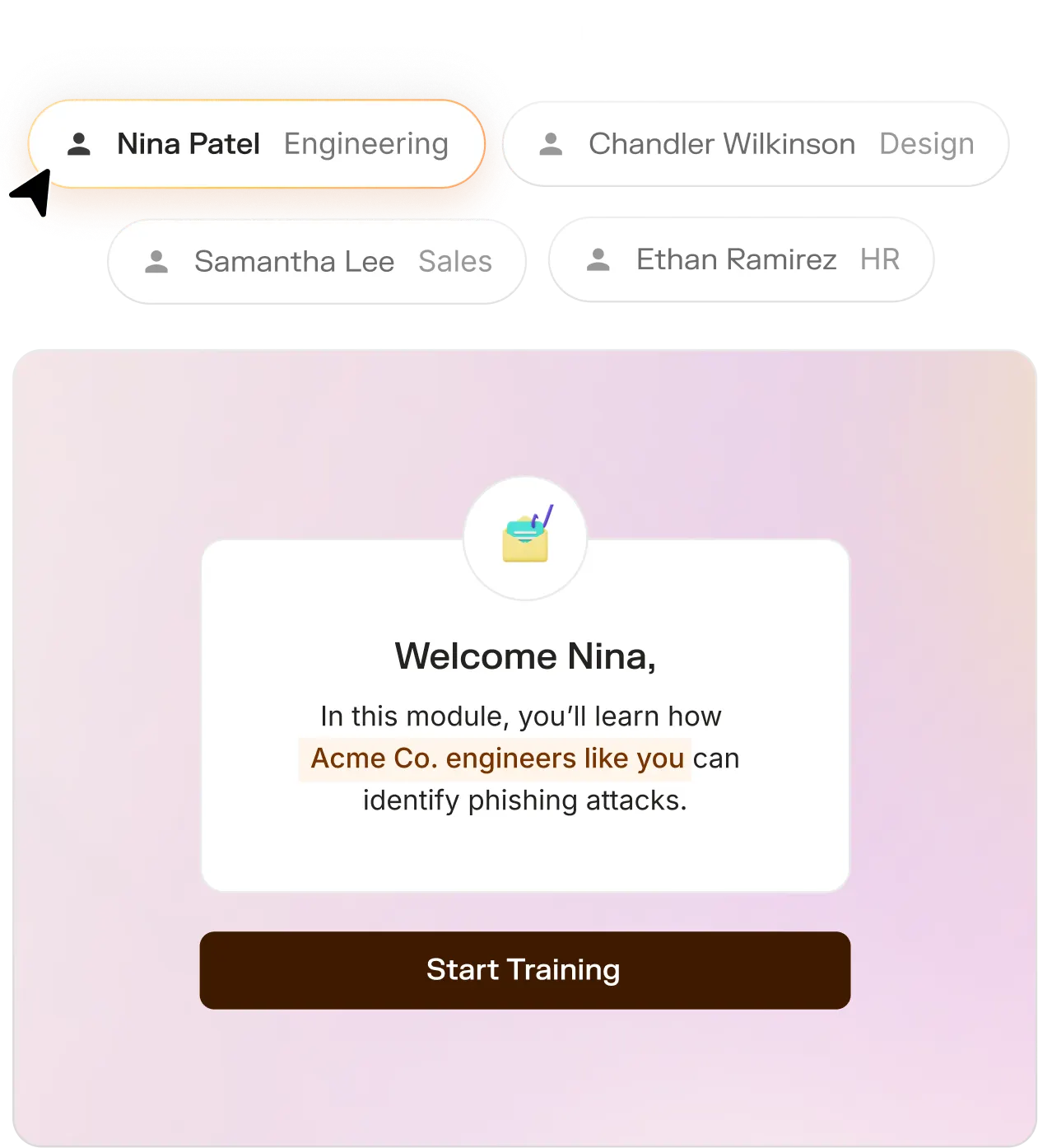 adaptive dashboard screenshot showing how to personalize training content with OSINT