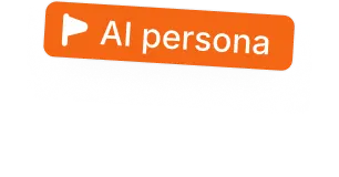 Orange rectangular tag with a white flag icon and the text 'AI persona'.