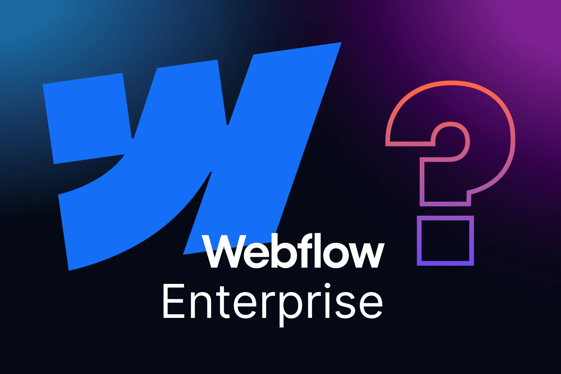 The Webflow logo with the words "Webflow Enterprise" and a giant question mark