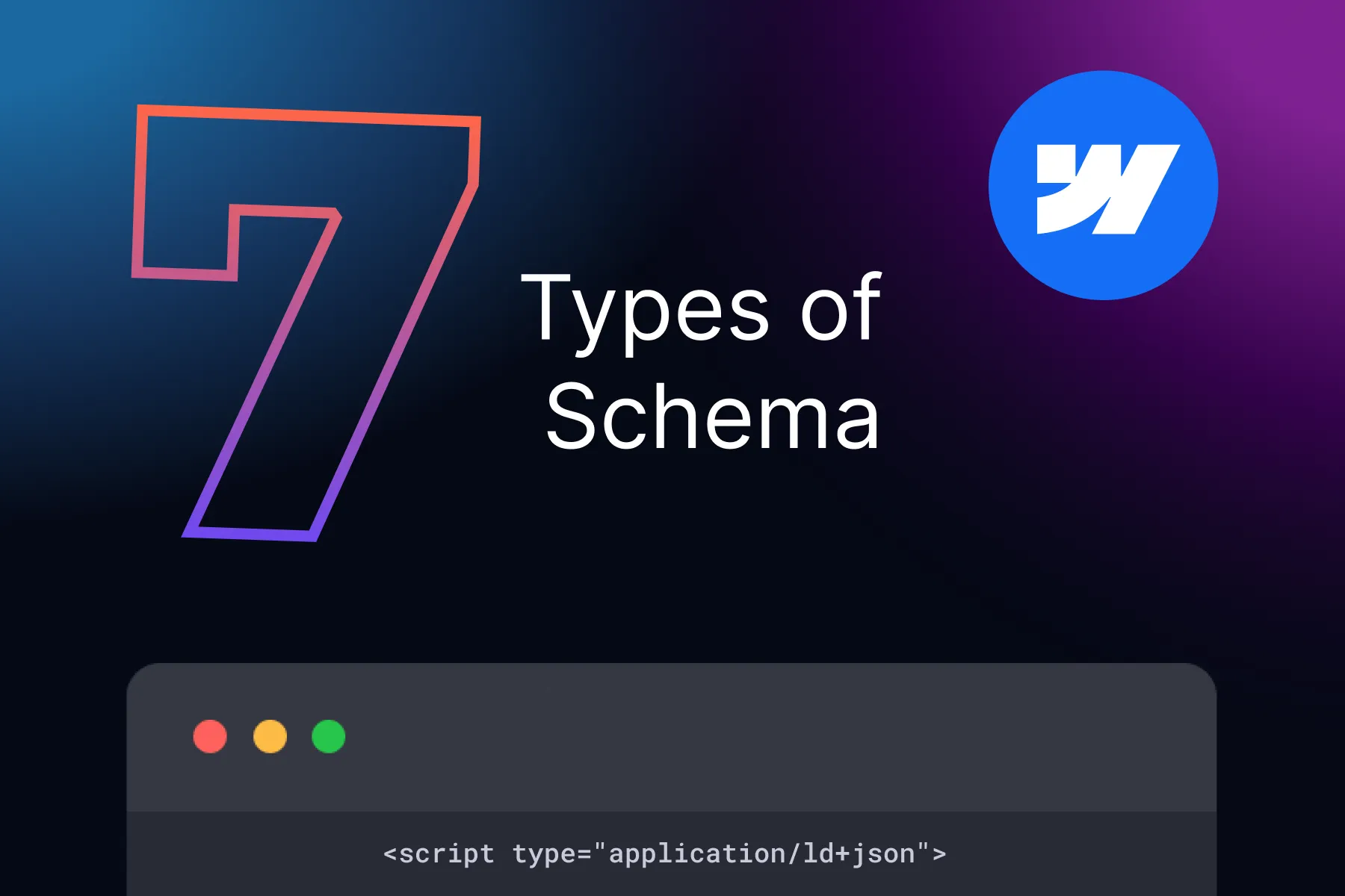 JSON schema code is seen with the Webflow logo icon