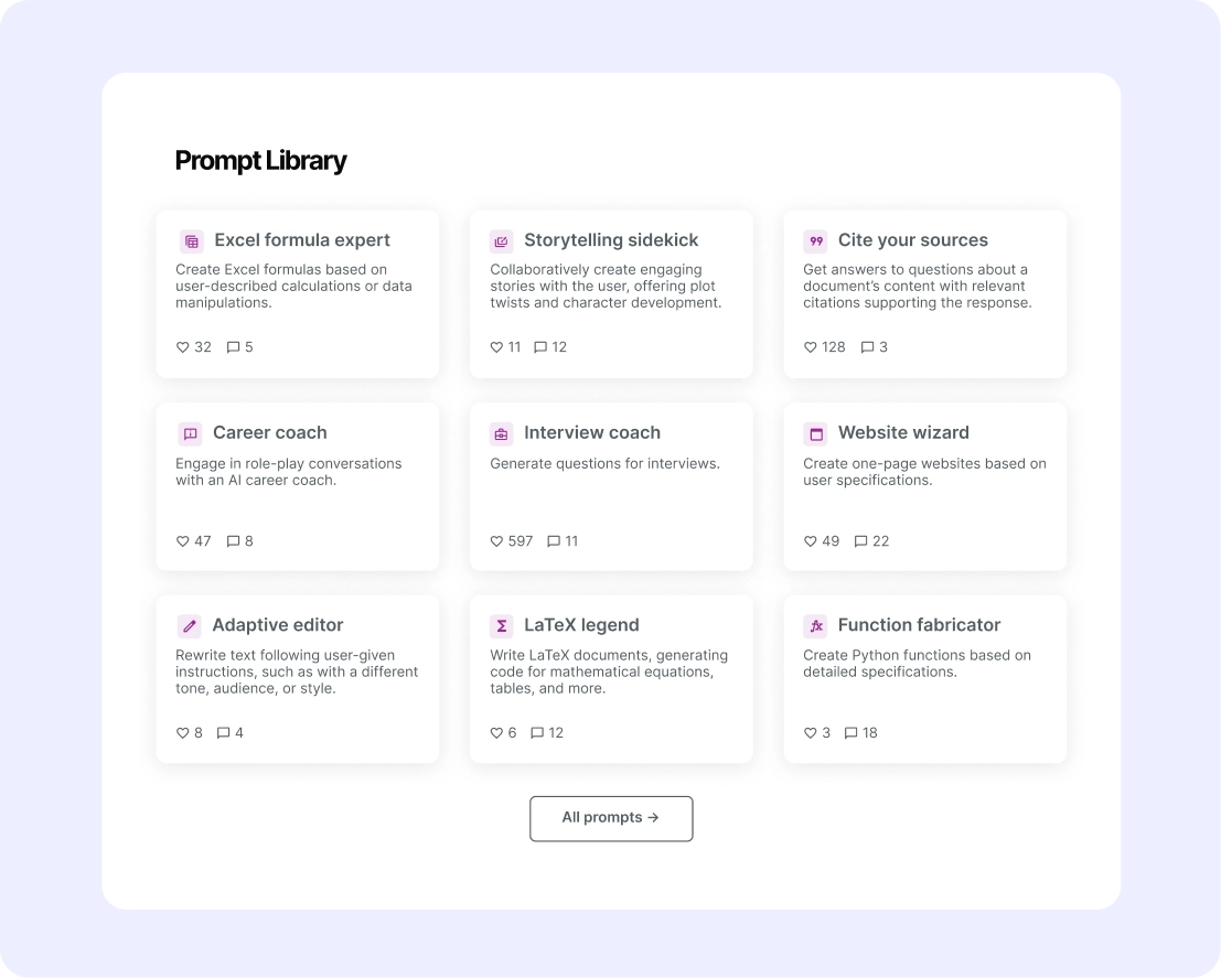 Pormpts: Copy/paste workflows proven by hundreds of peers and real users.
