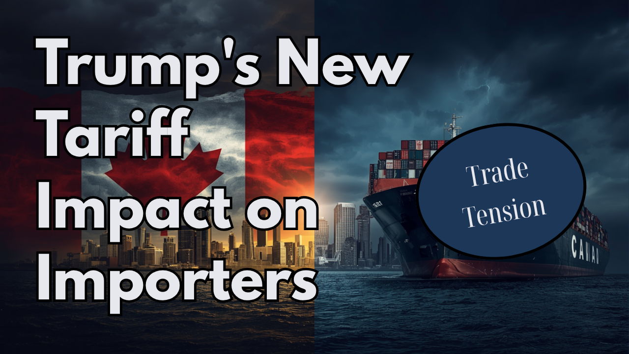 Canadian shipping containers and trade documents representing Trump's 50% tariff on Canadian goods in 2026
