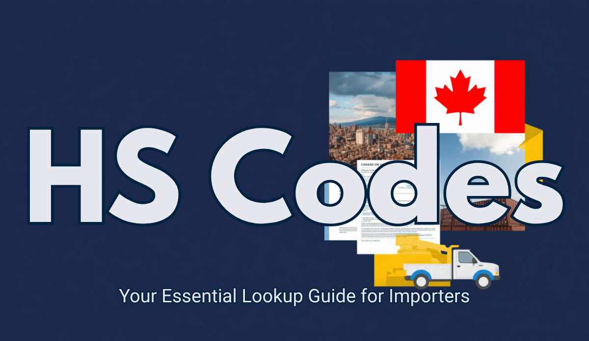 Person doing an HS code lookup Canada tariff classification search on a laptop