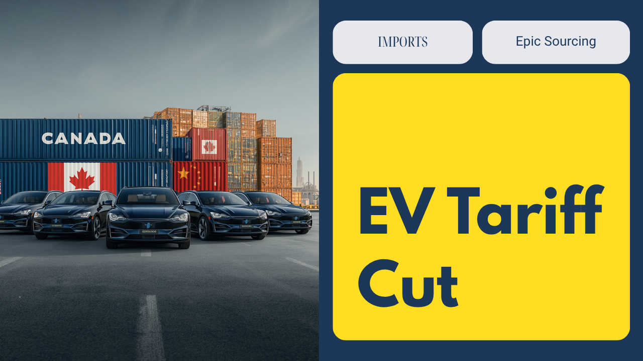 Electric vehicles at a Canadian port representing the 2026 Canada-China EV tariff cut for importers