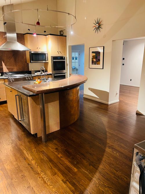 walnut hardwood kitchen and dining room flooring installation