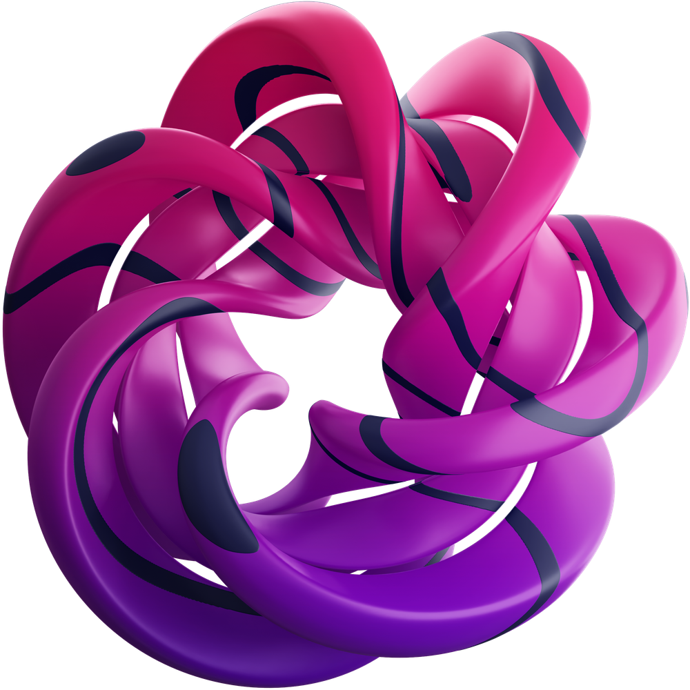 A pink and navy blue twisted ring