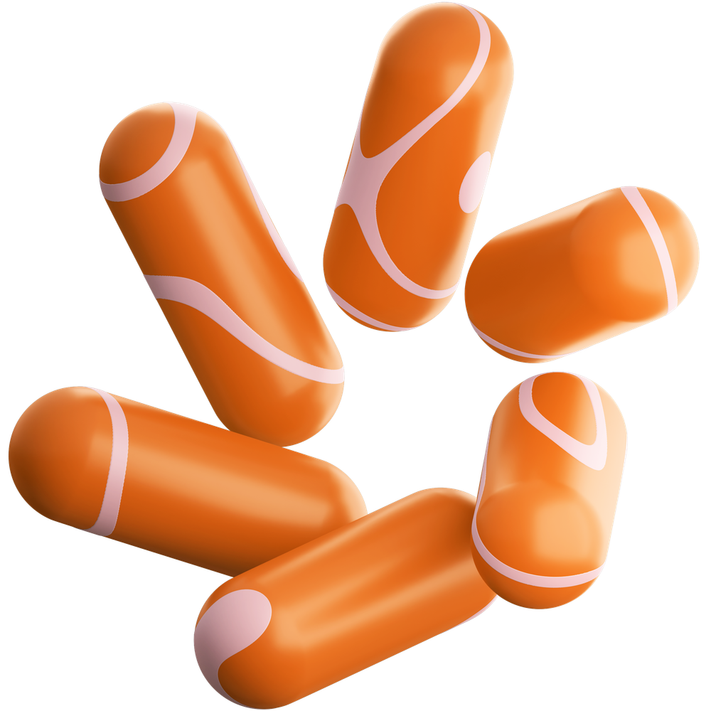 An orange and white ring made of ovals