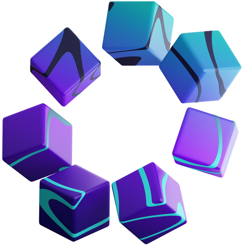 A purple and cyan ring made of cubes