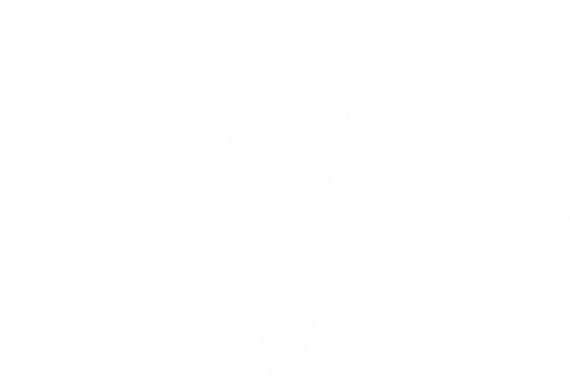 Abstract three-petal shape with rounded ends in off-white on a transparent background.