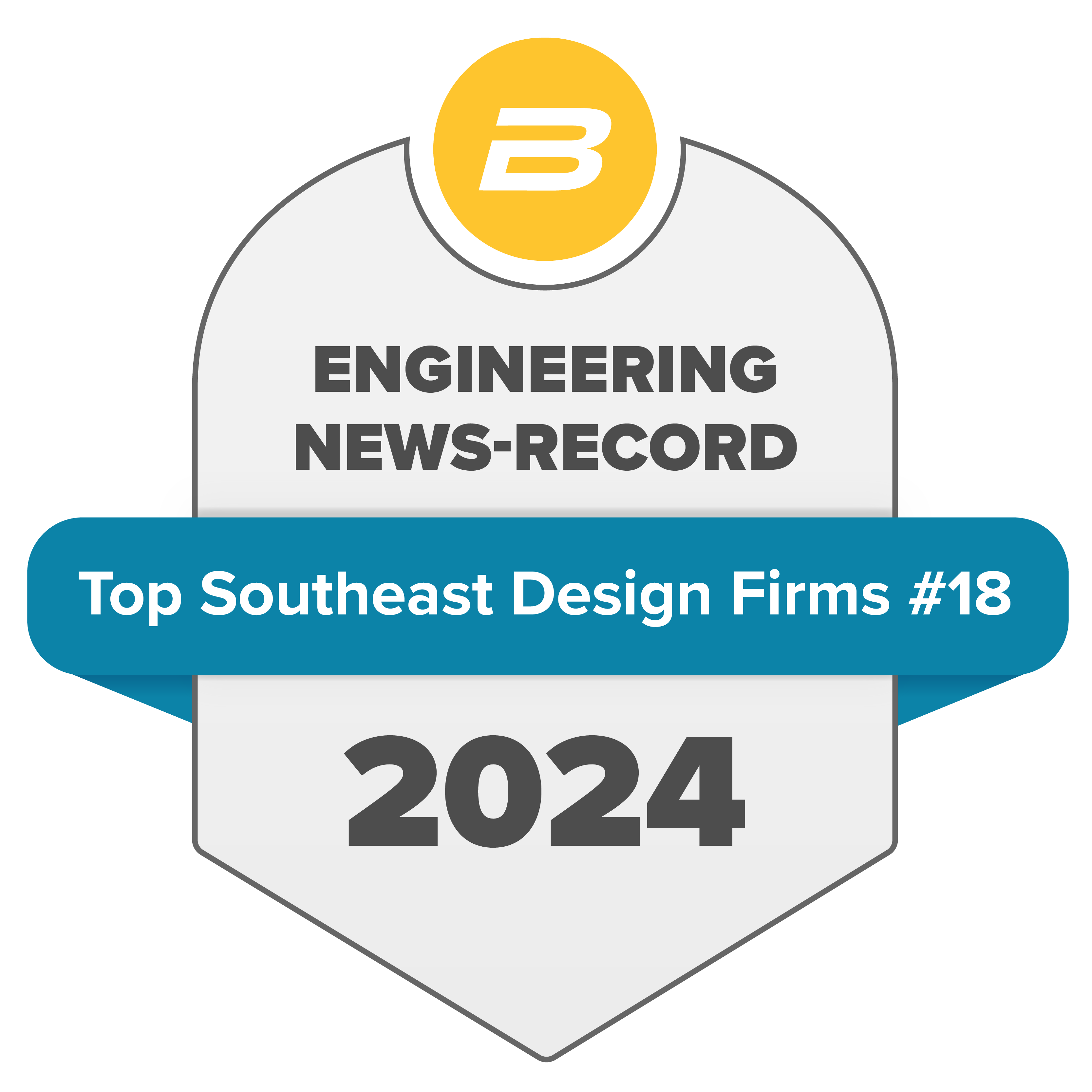 Engineering News-Record Southeast 2024 Top Design Firms Award Seal - ranked #18