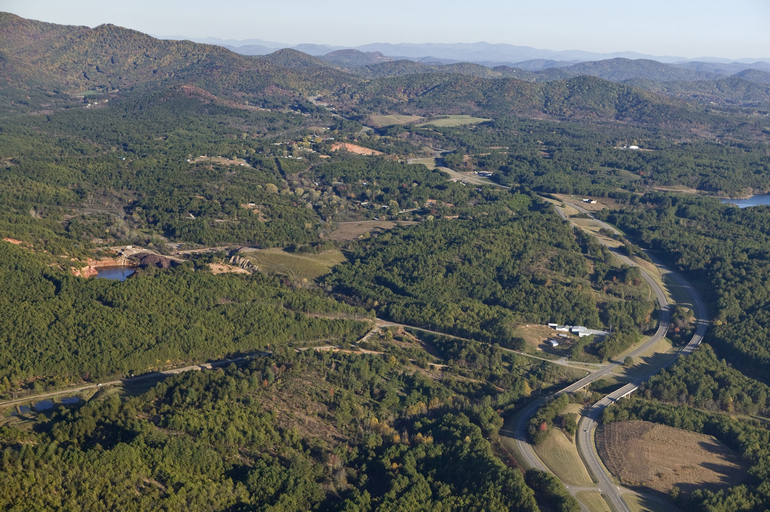 Aerial view of the reclaimed Copper Basin in East Tennessee
