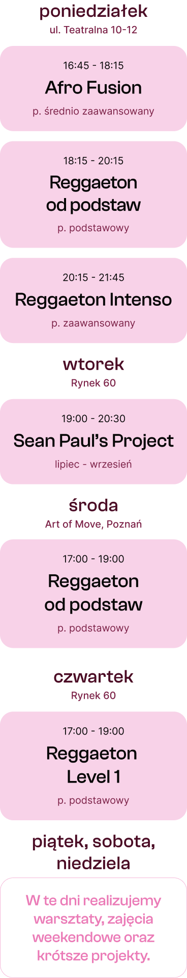 Grafik zajeć