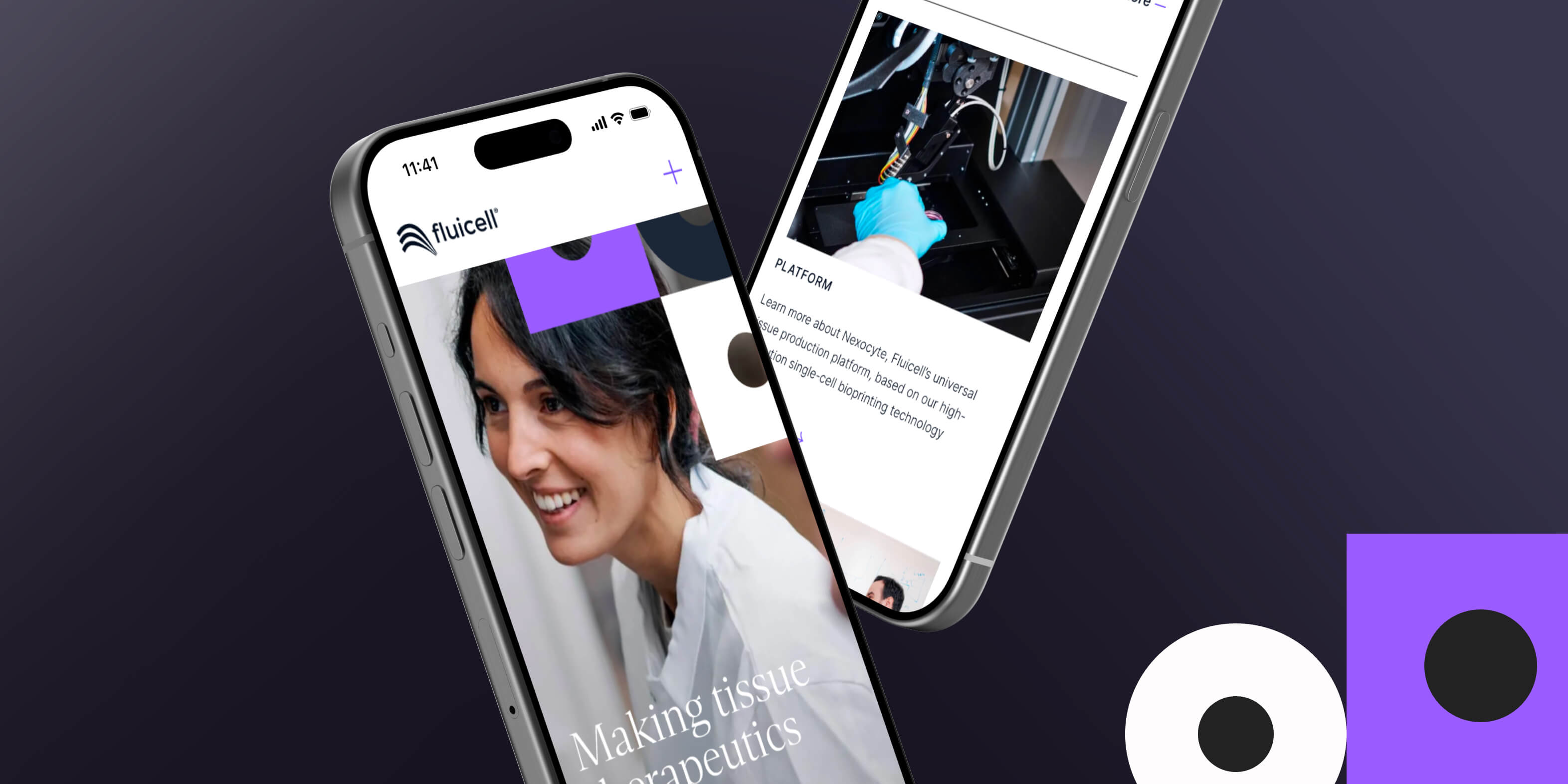 Mobilvy av Fluicells hemsida