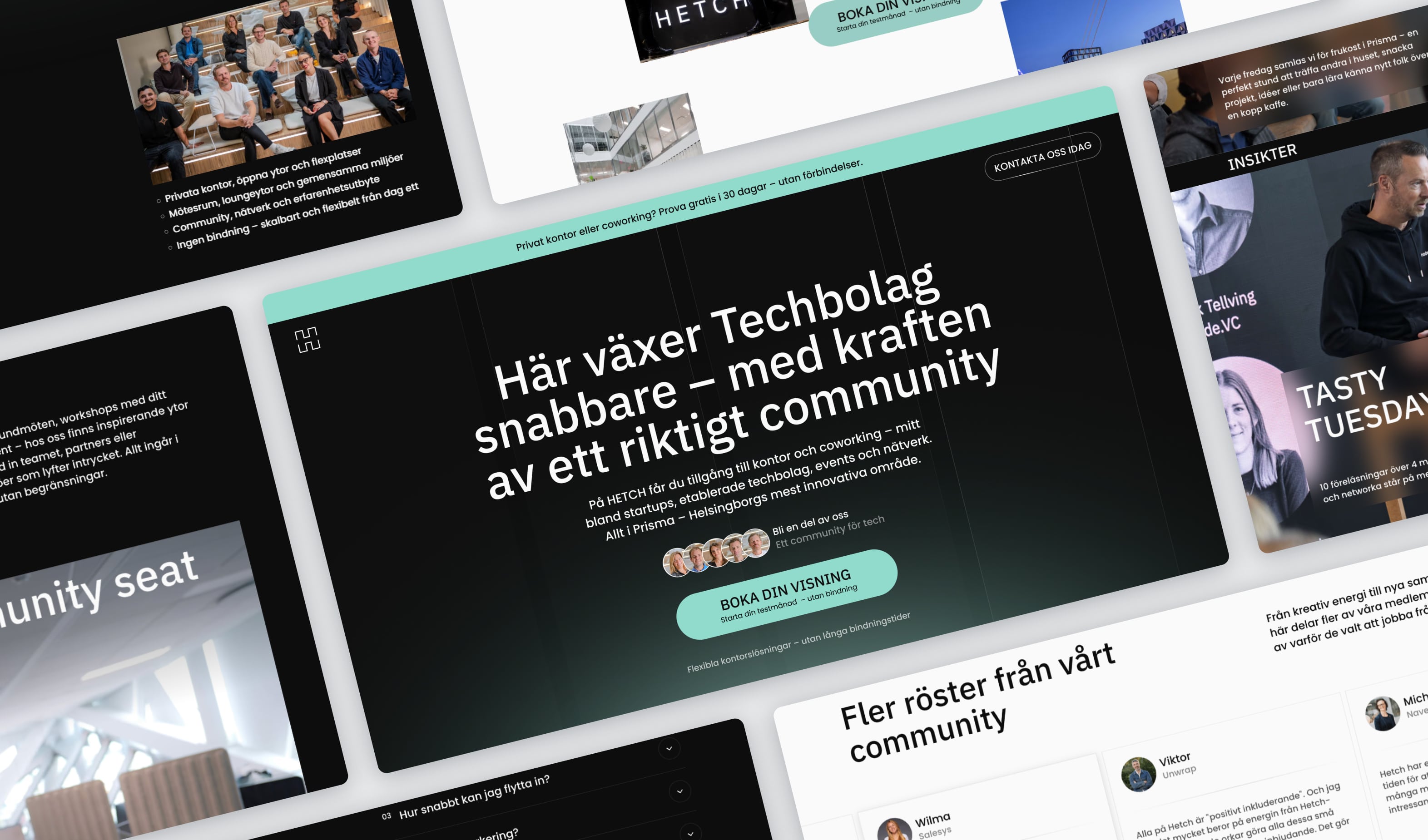 Översikt av gränssnitt och innehåll på HETCH:s hemsida