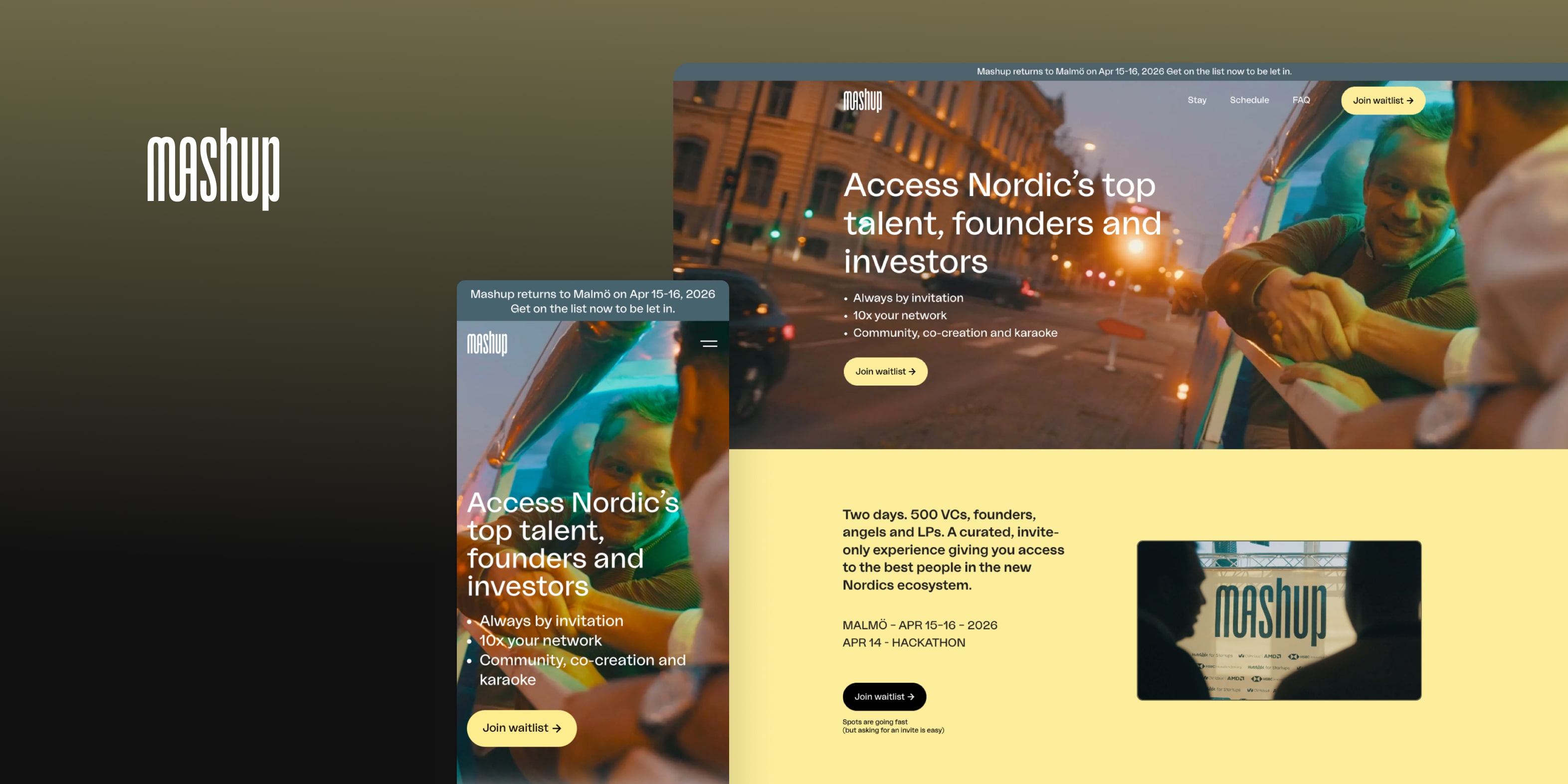 Responsiv startsida för Mashup i mobil- och desktopvy