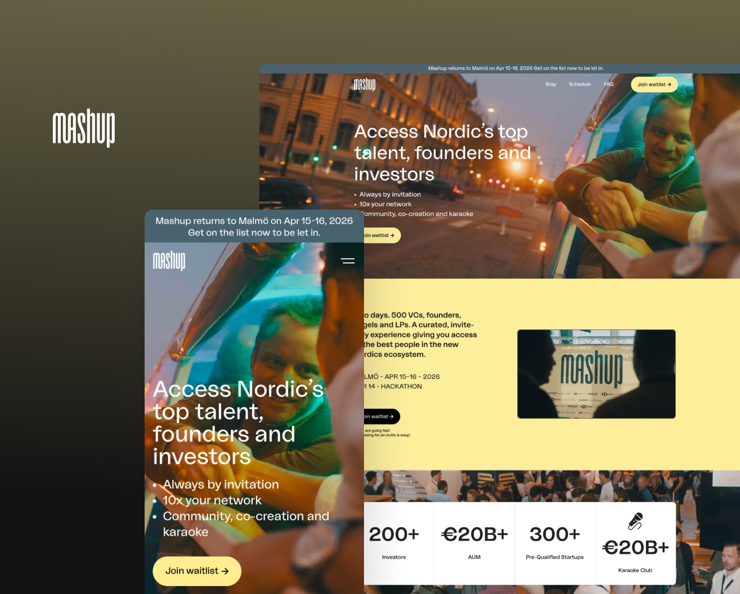 Responsiv startsida för Mashup i mobil- och desktopvy