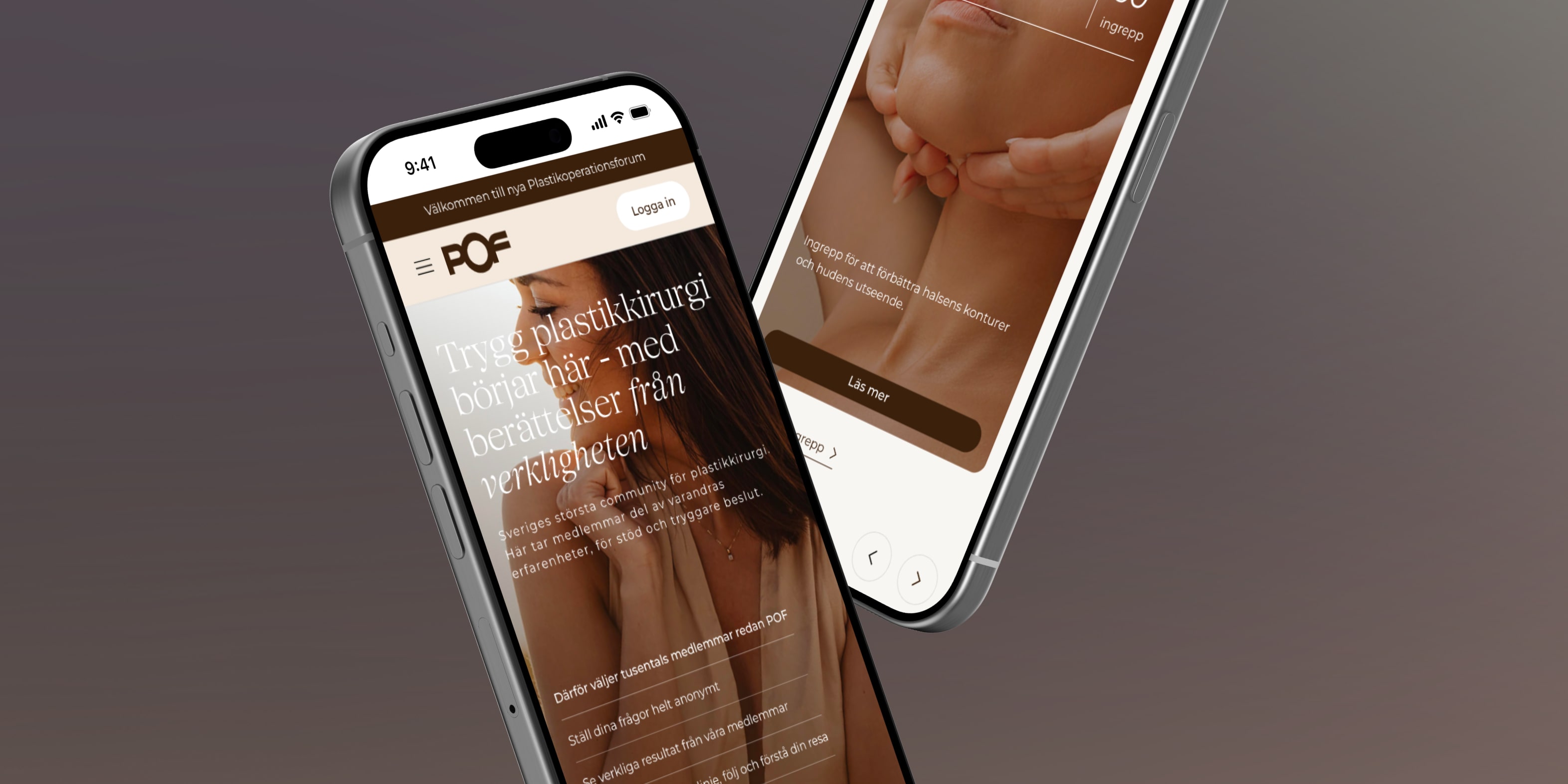 Mobilvy av POF:s hemsida